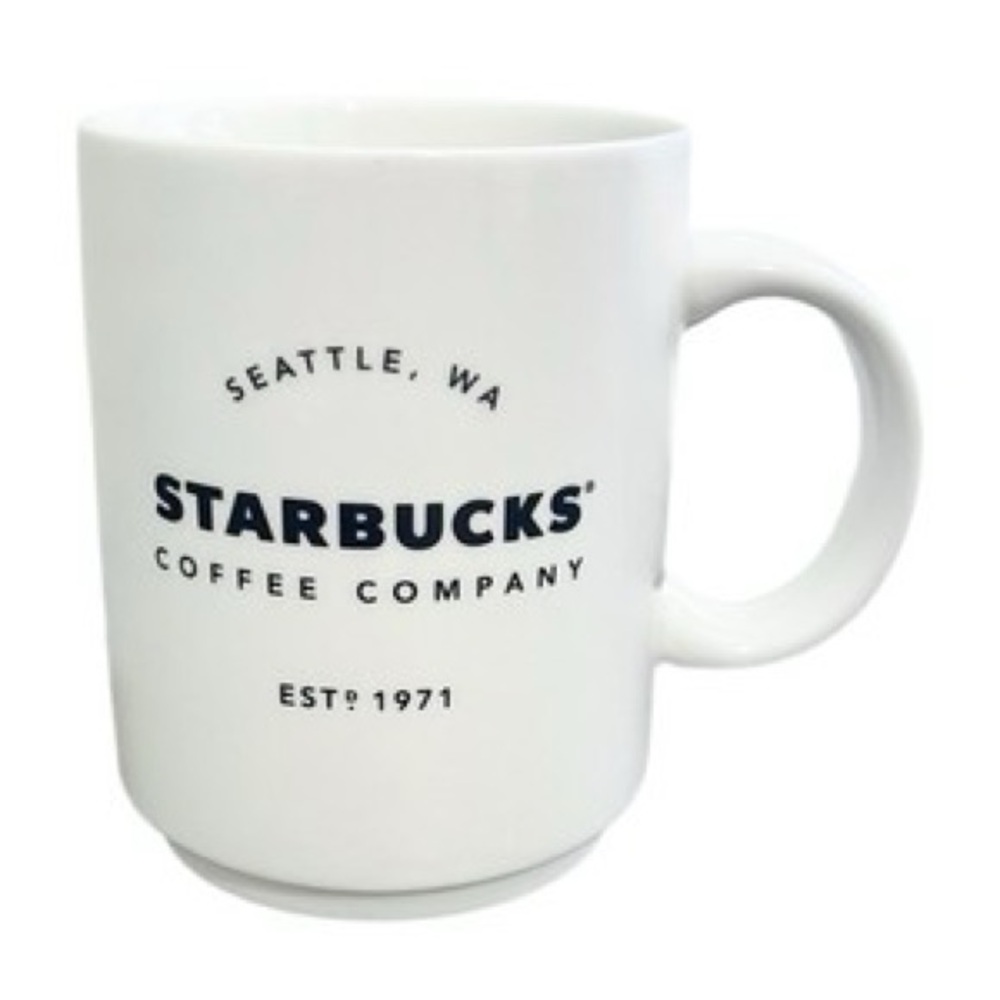 Starbucks Seattle, WA 14 do oz/414 ml White Ceramic Mug with Black Text